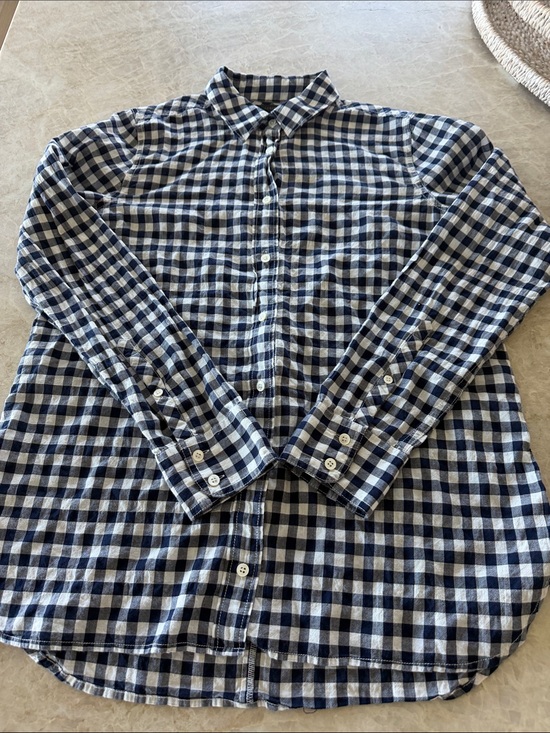 J. Crew Tops - J Crew Boy Shirt Women's Size 6 Classic Preppy Blue and White Plaid Gingham